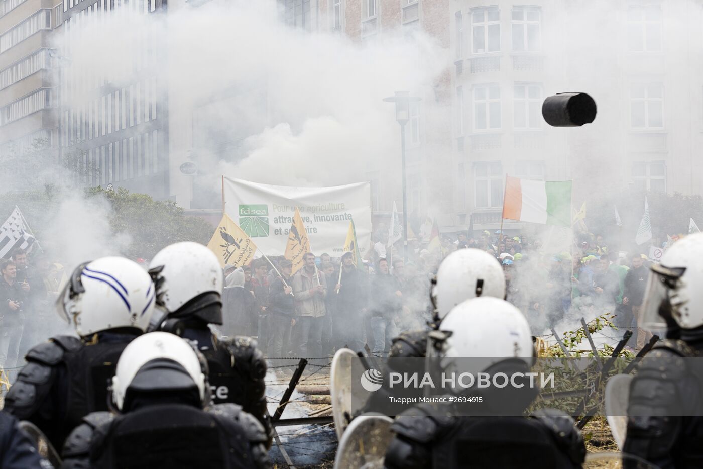 Акция протеста фермеров в Брюсселе