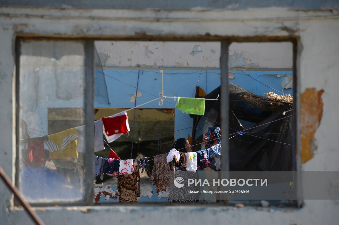 Лагерь беженцев с Ближнего Востока на острове Лесбос