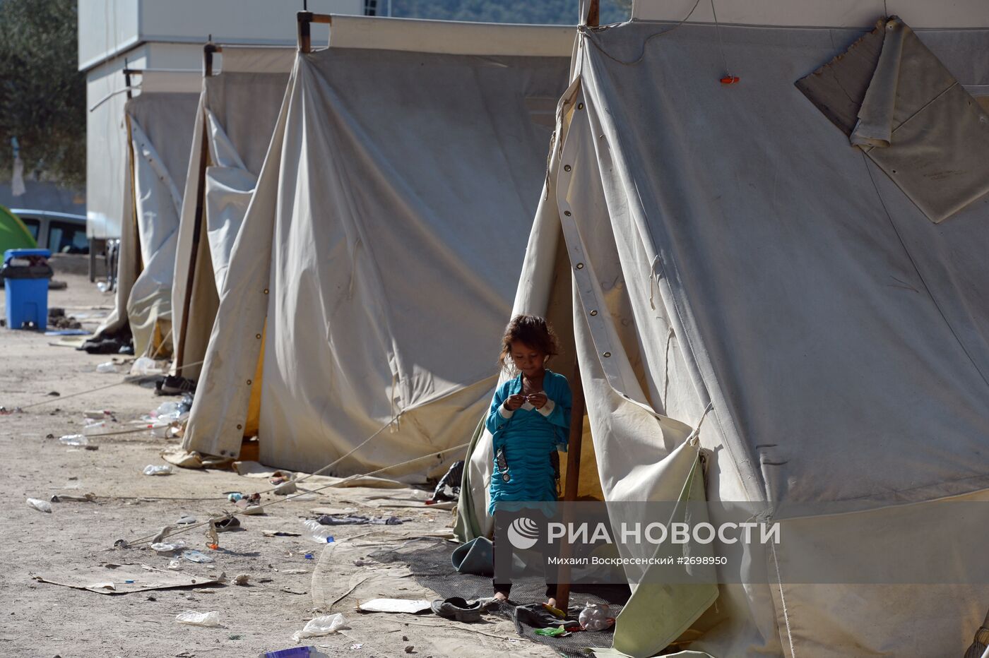 Лагерь беженцев с Ближнего Востока на острове Лесбос