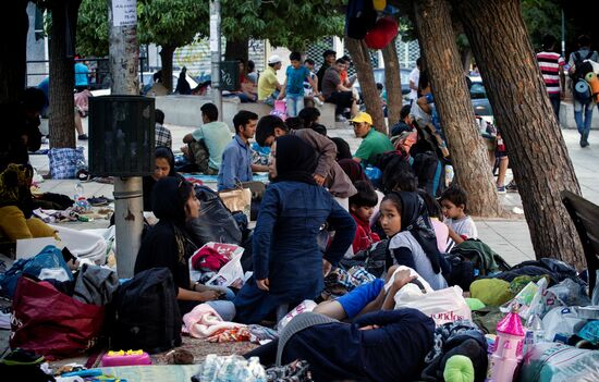 Беженцы с Ближнего Востока в Афинах