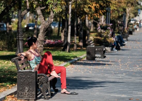 Теплая погода в Москве