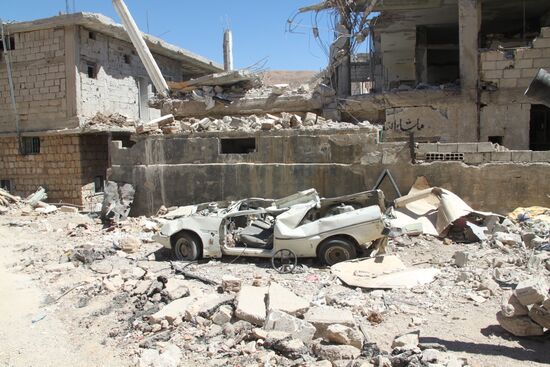 Позиция сирийской армии в районе поселения Сальма и города Забадани