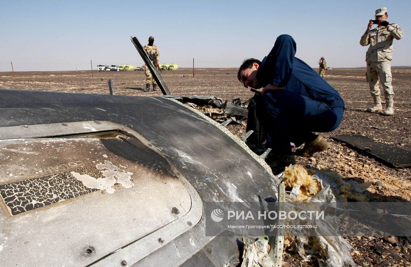 Место крушения российского самолета Airbus A321 в Египте