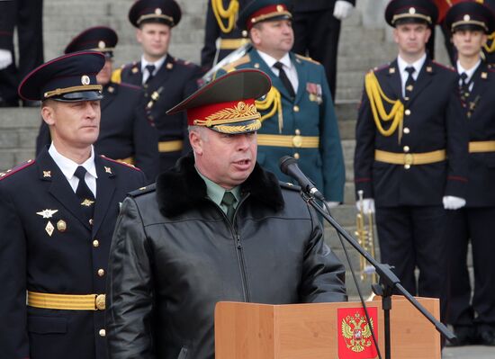 Церемония ввода катеров в боевой состав морских частей внутренних войск МВД РФ