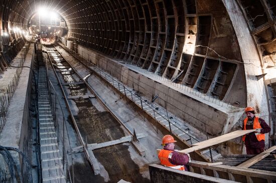 Мэр Москвы С.Собянин посетил строящуюся станцию метро "Фонвизинскую"