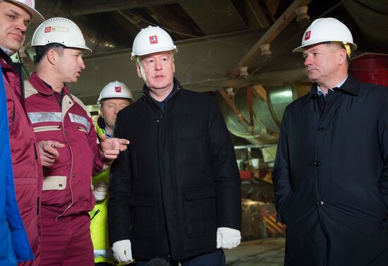 Мэр Москвы С.Собянин посетил строящуюся станцию метро "Фонвизинскую"