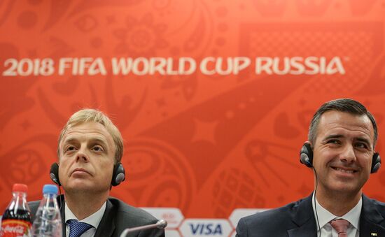 Пресс-брифинг по итогам заседания совета оргкомитета "Россия-2018" при участии ФИФА