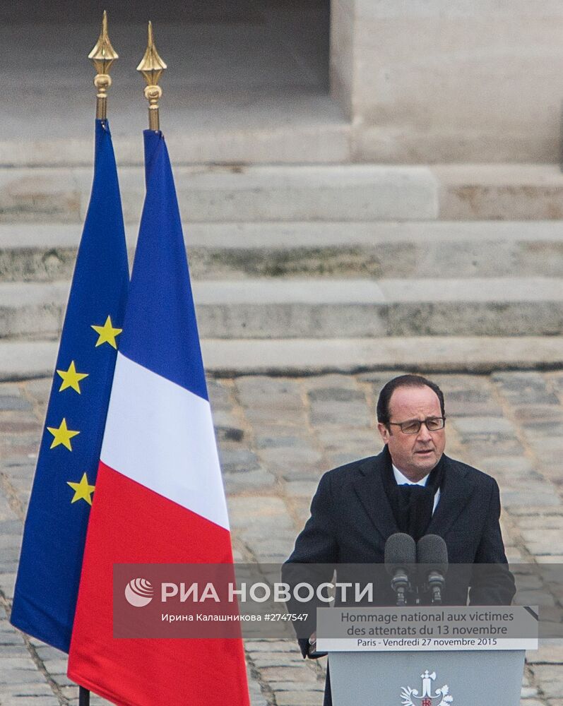 Национальная церемония памяти жертв терактов в Париже