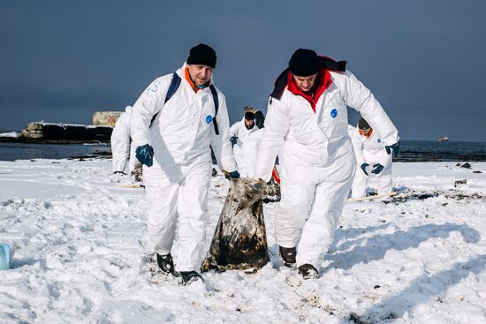 На Сахалине спасают птиц после нефтяного разлива