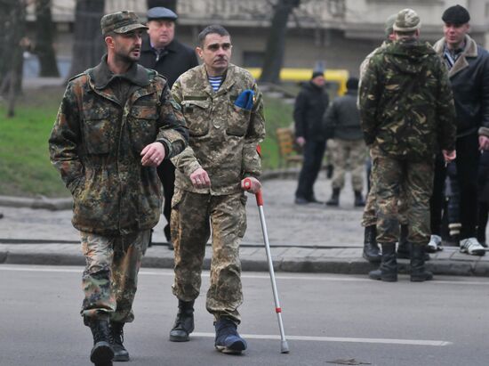 Акция протеста украинских военных во Львове