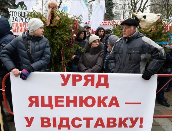 Акция протеста аграриев у здания Верховной Рады Украины
