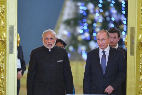 Встреча президента РФ В. Путина с премьер-министром Индии Н. Моди