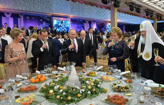 Президент РФ В. Путин на новогоднем приеме в Кремле
