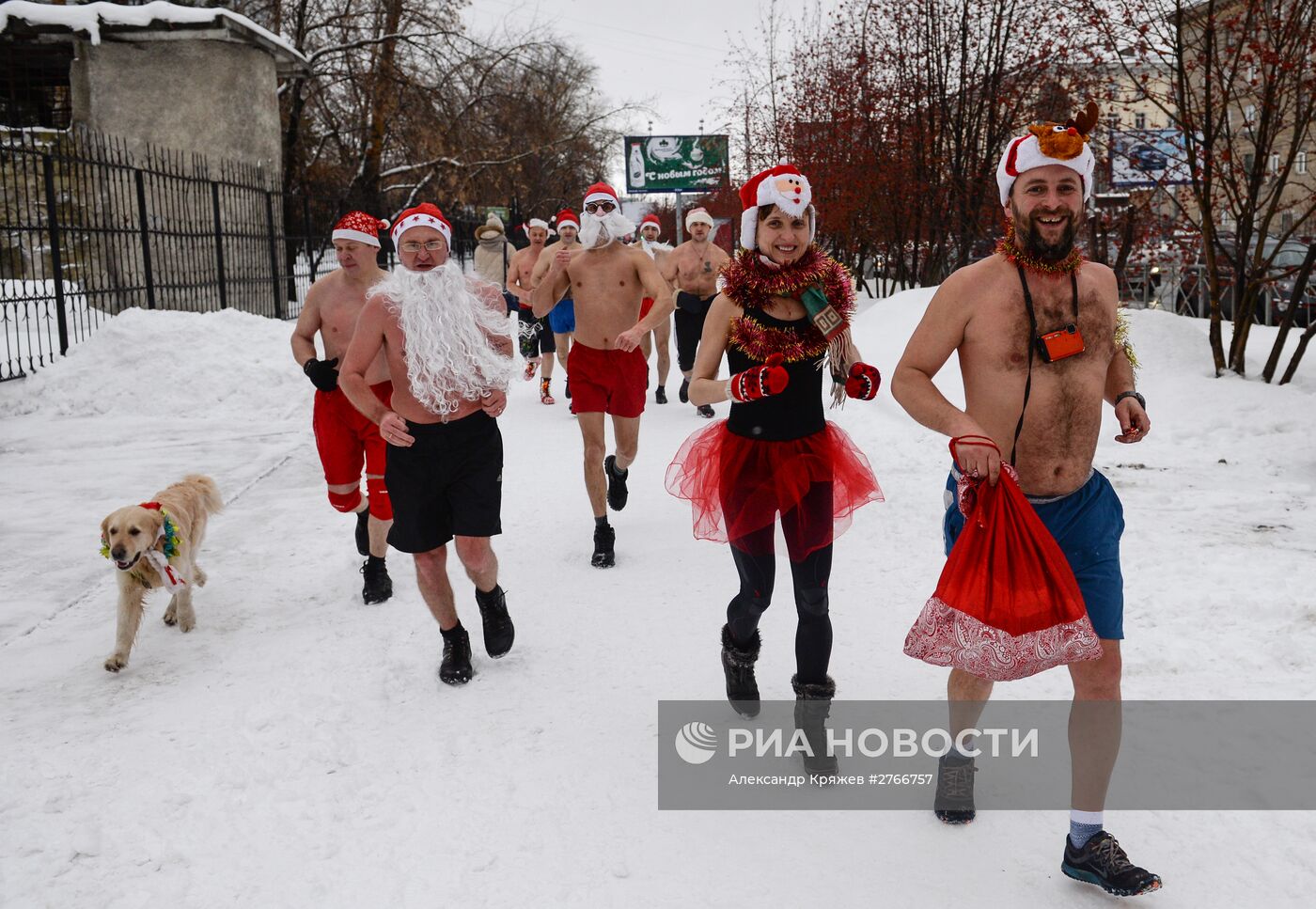 Новогодний забег моржей в Новосибирске