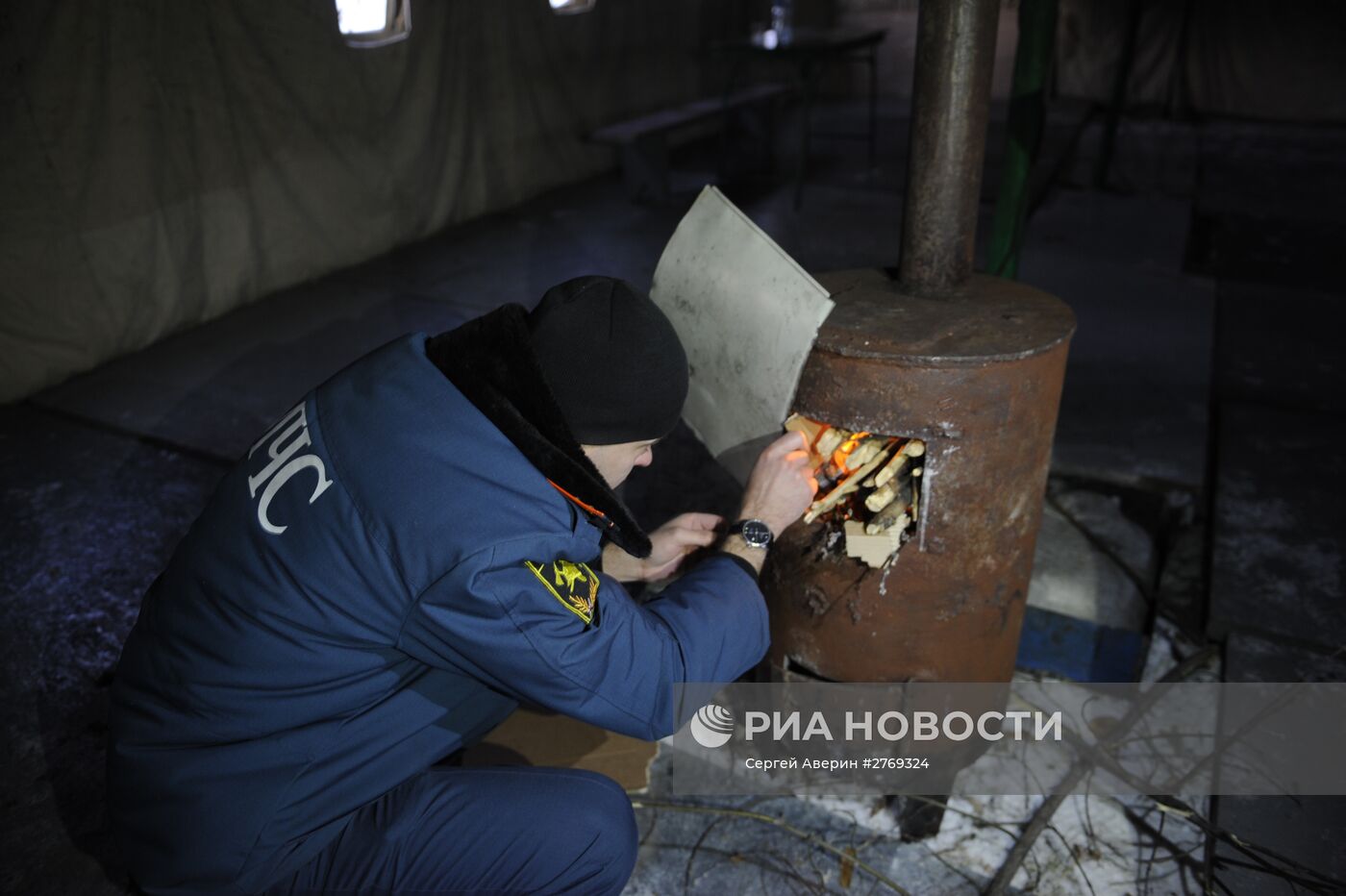Работа мобильных пунктов обогрева в Донецкой области