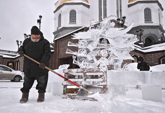 Рождественский фестиваль ледовой скульптуры "Вифлеемская звезда" в Екатеринбурге