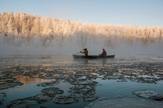 Зимний отдых на реке Шуя в Карелии