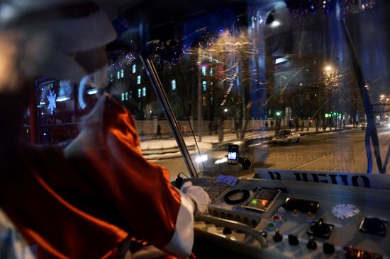 Новогодний трамвай в Москве