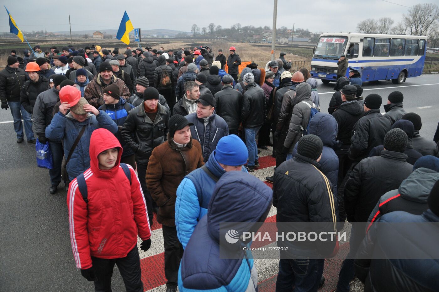 Акция протеста шахтеров во Львовской области