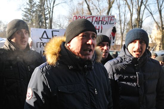 Акция протеста шахтеров во Львове