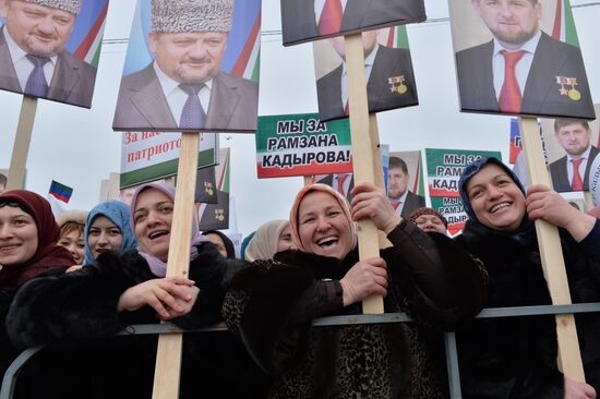 Митинг в поддержку Рамзана Кадырова в Грозном