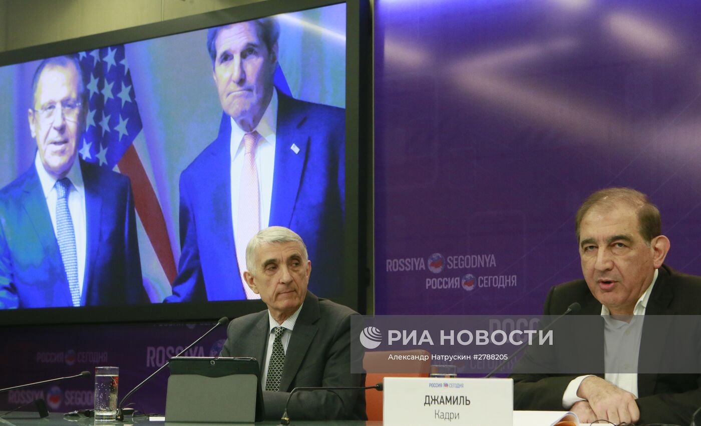Пресс-конференция участника межсирийских переговоров в Женеве Кадри Джамиля