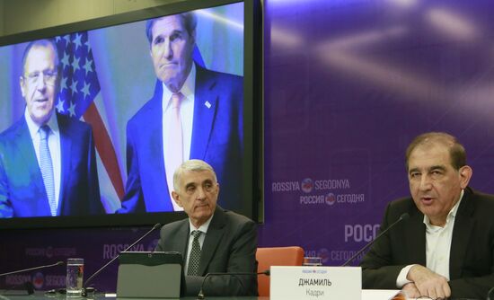Пресс-конференция участника межсирийских переговоров в Женеве Кадри Джамиля