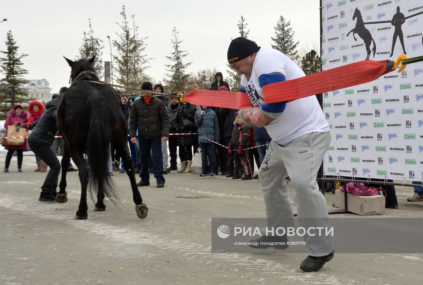 Челябинский силач Эльбрус Нигматуллин совершил уникальный трюк с удерживанием двух коней