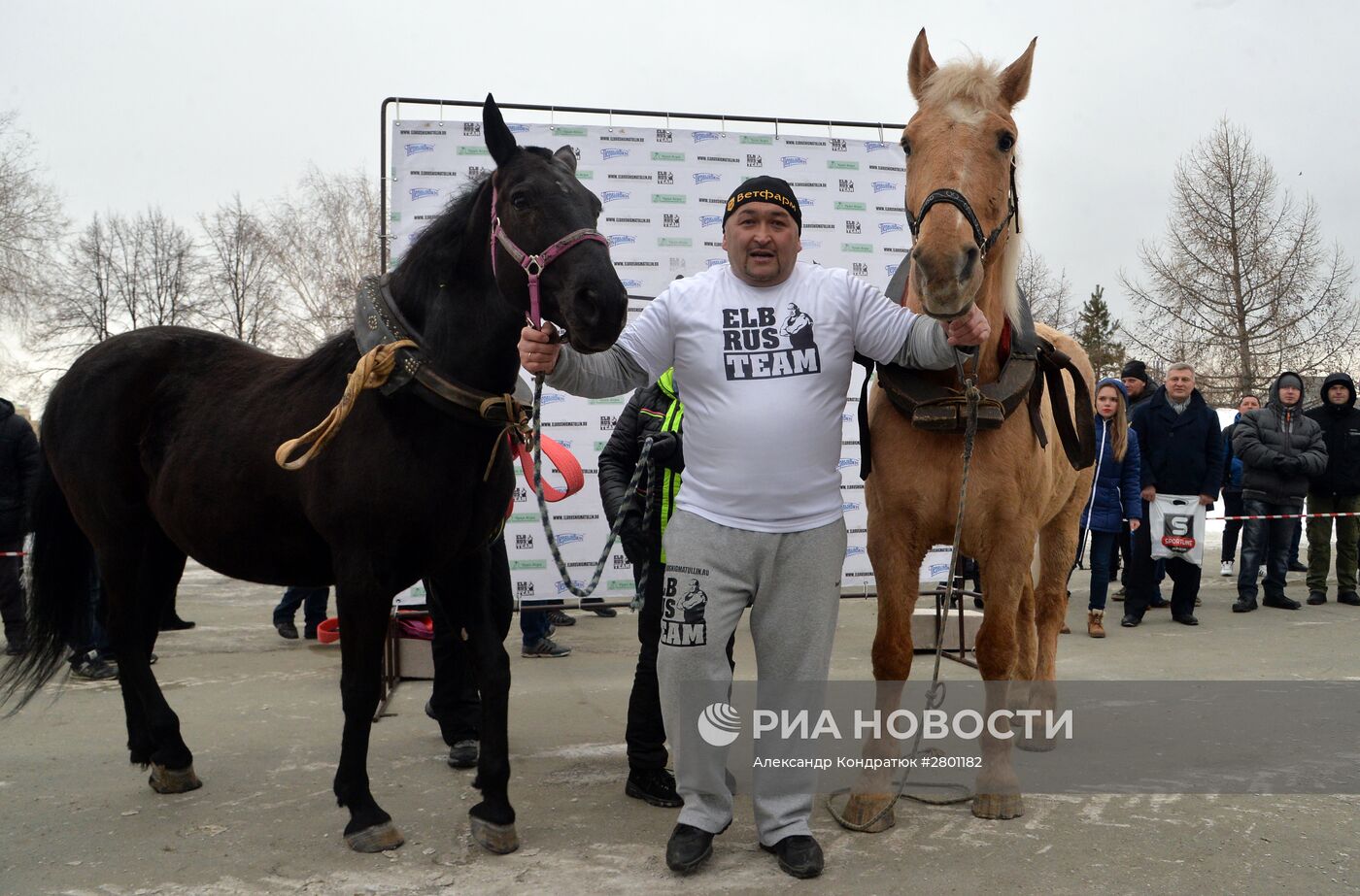 Челябинский силач Эльбрус Нигматуллин совершил уникальный трюк с удерживанием двух коней