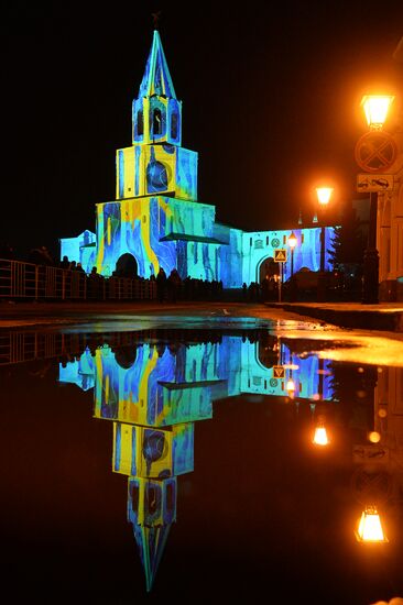 Световое шоу "Весна прилетела" на Спасской башне Казанского Кремля