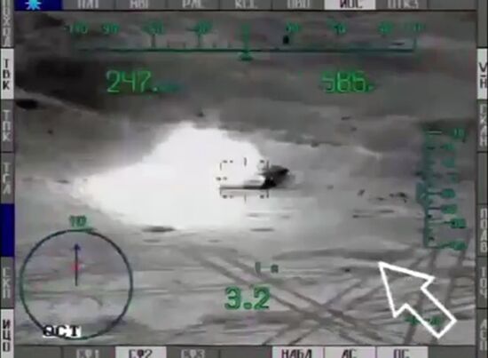 Боевое применение ПТУР вертолетом Ми-28Н в Сирии
