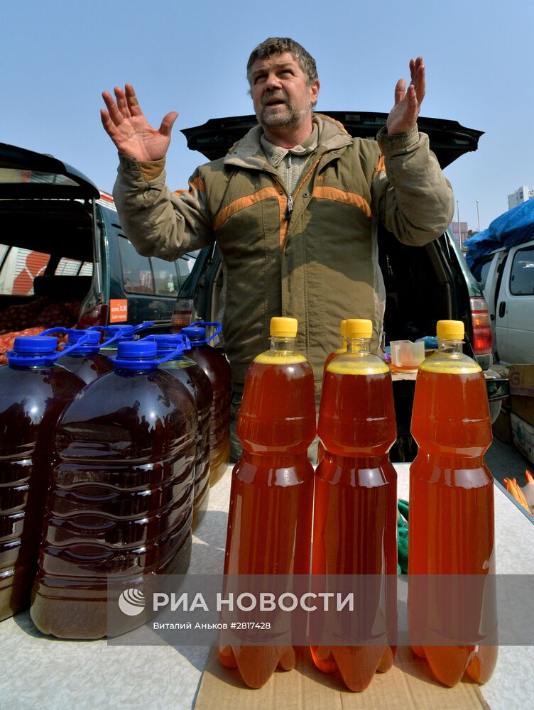 Продовольственная ярмарка на центральной площади Владивостока