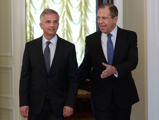 Встреча главы МИД РФ С. Лаврова с министром иностранных дел Швейцарии Д. Буркхальтером