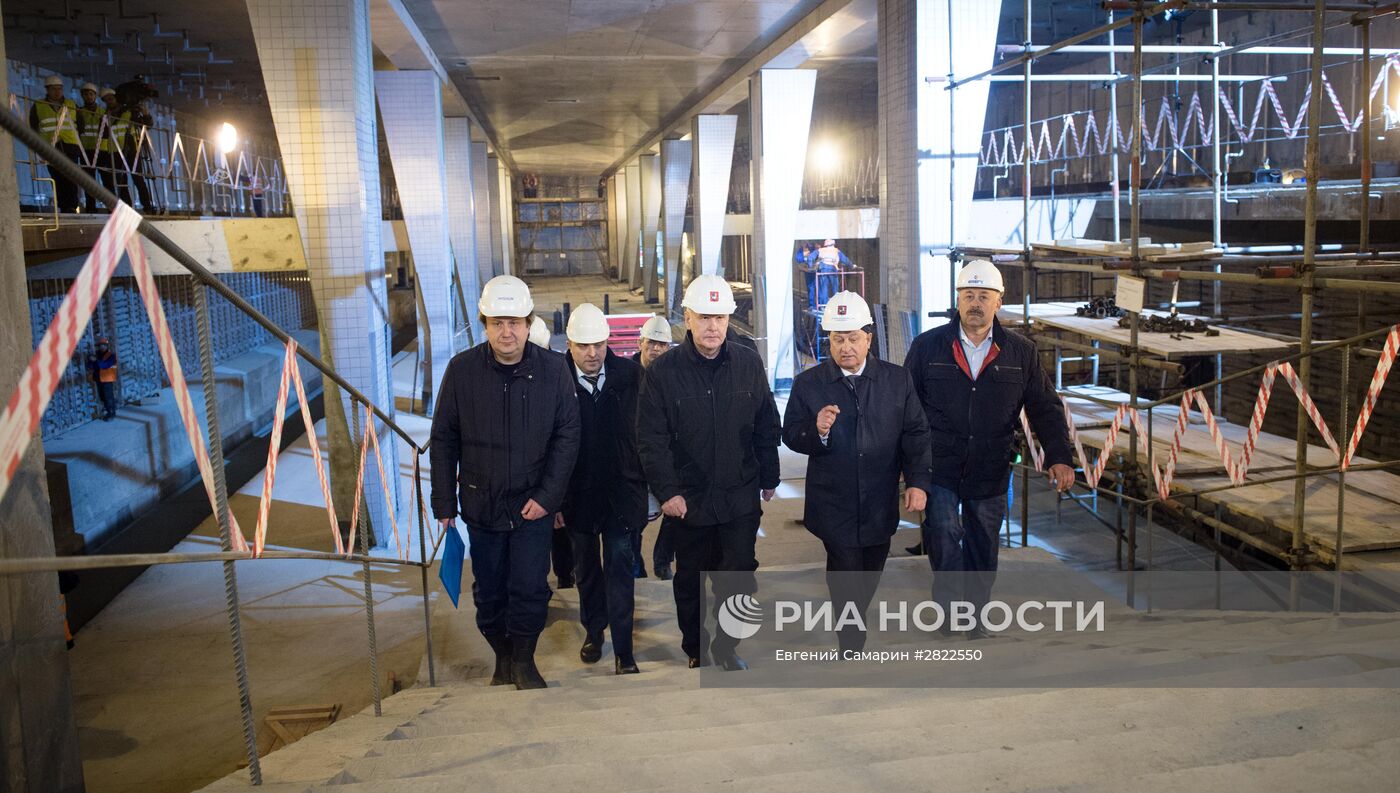 Мэр Москвы С. Собянин проинспектировал ход строительства первого участка Третьего пересадочного контура метро