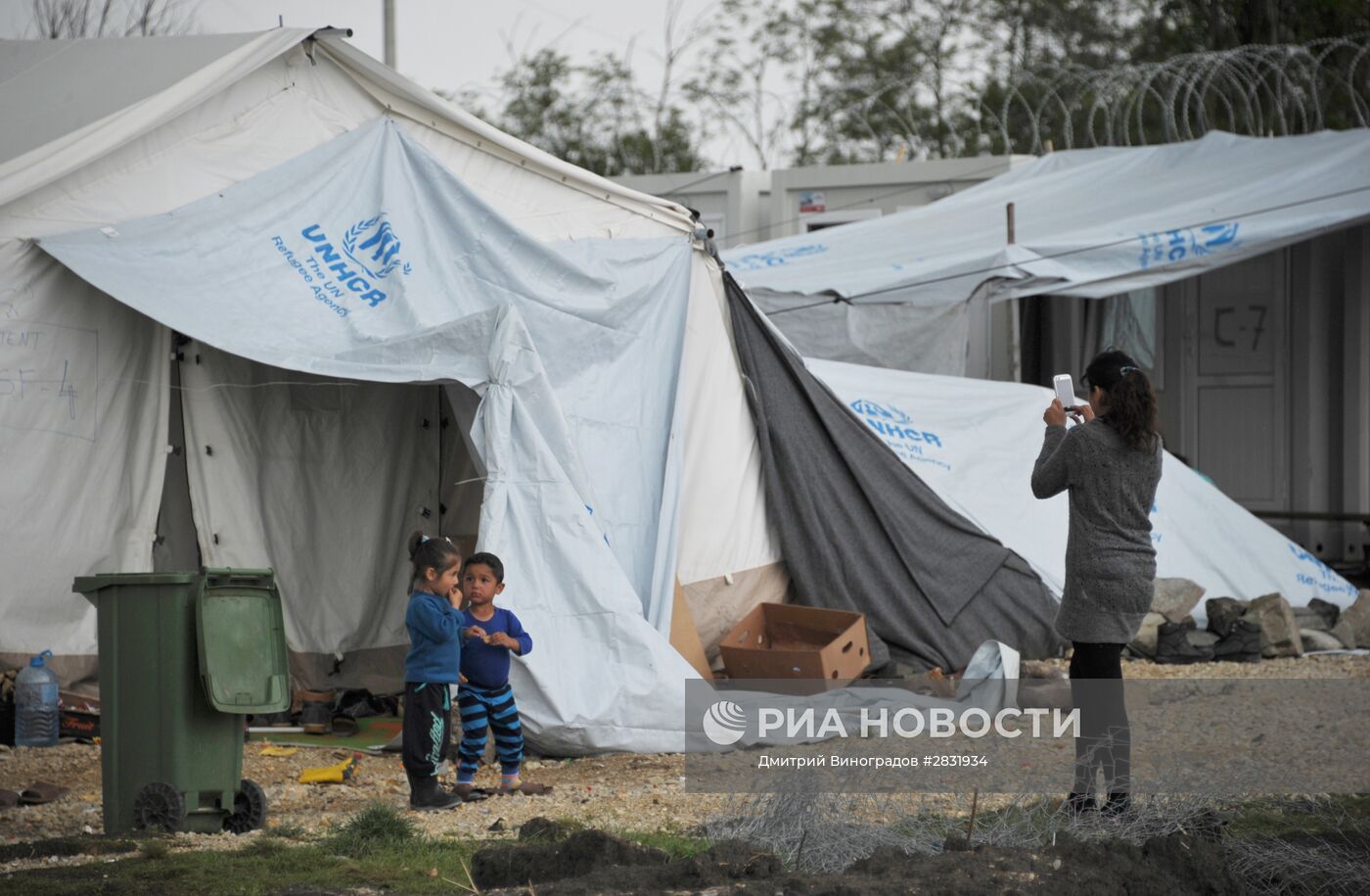 Лагерь беженцев "Табановце" в Македонии около македоно-сербской границы
