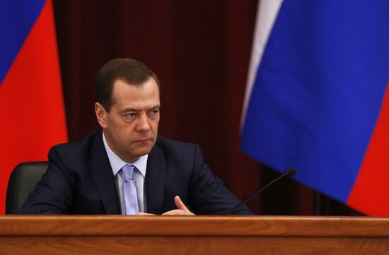 Премьер-министр РФ Д. Медведев на расширенном заседании коллегии министерства экономического развития РФ.