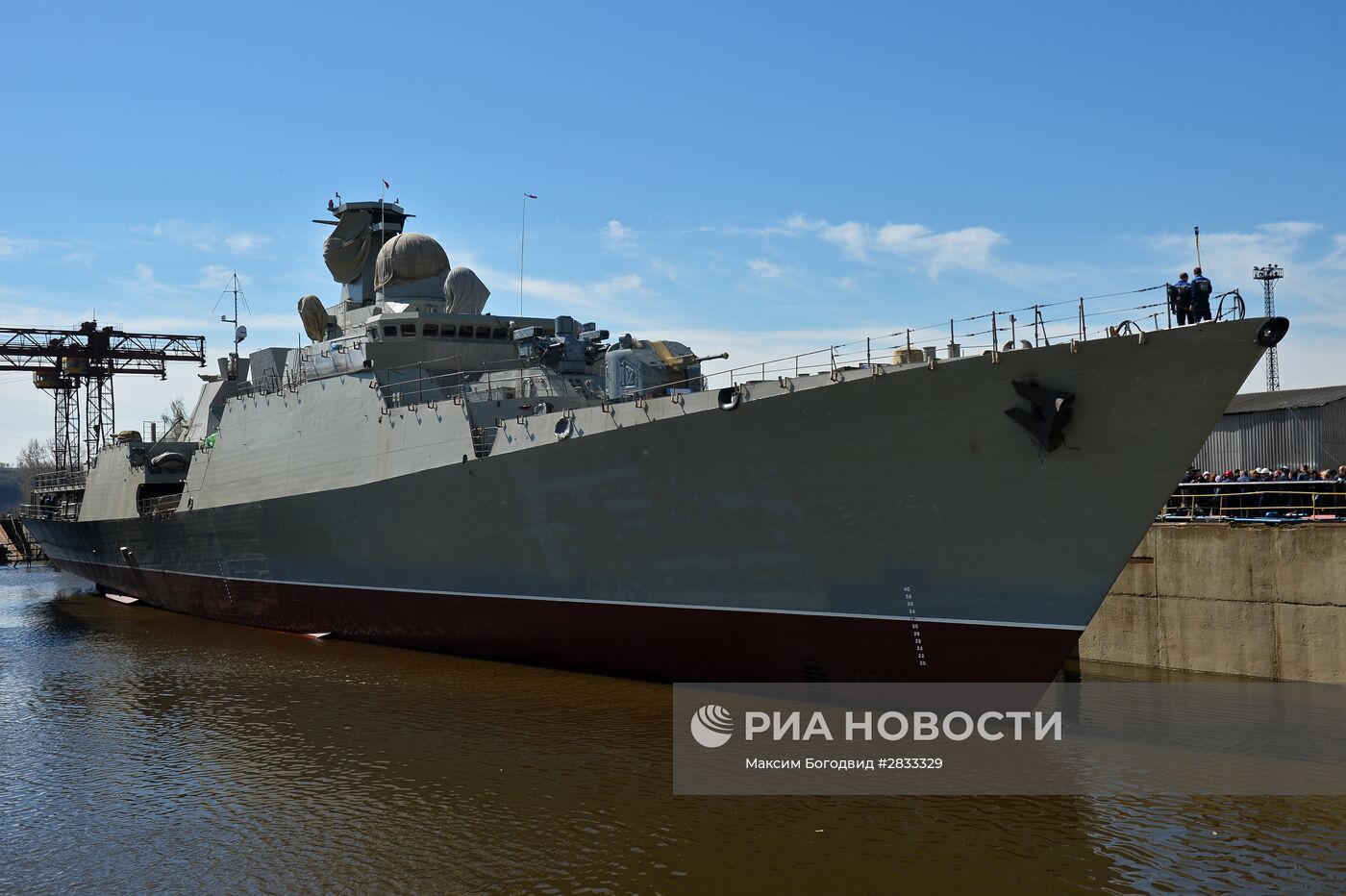 Спуск на воду фрегата "Гепард-3.9" в Зеленодольске