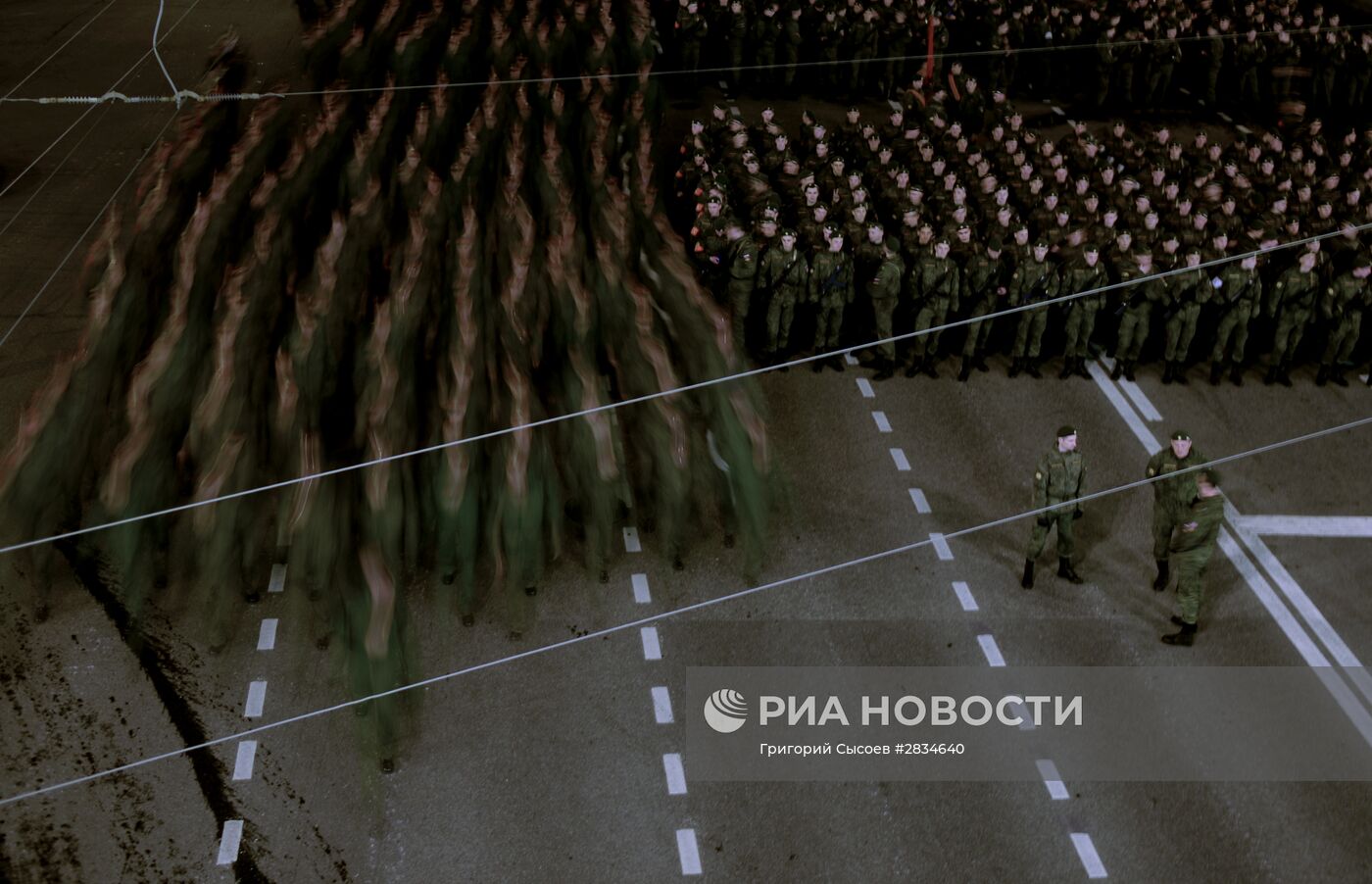 Ночная репетиция парада Победы на Красной площади