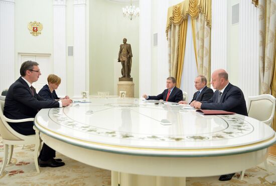 Рабочая встреча президента РФ В. Путина с премьер-министром Сербии А. Вучичем