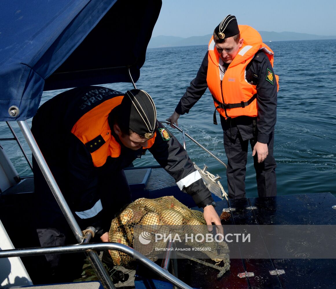 Рейд морских пограничников по проверке прибрежного лова в Приморском крае