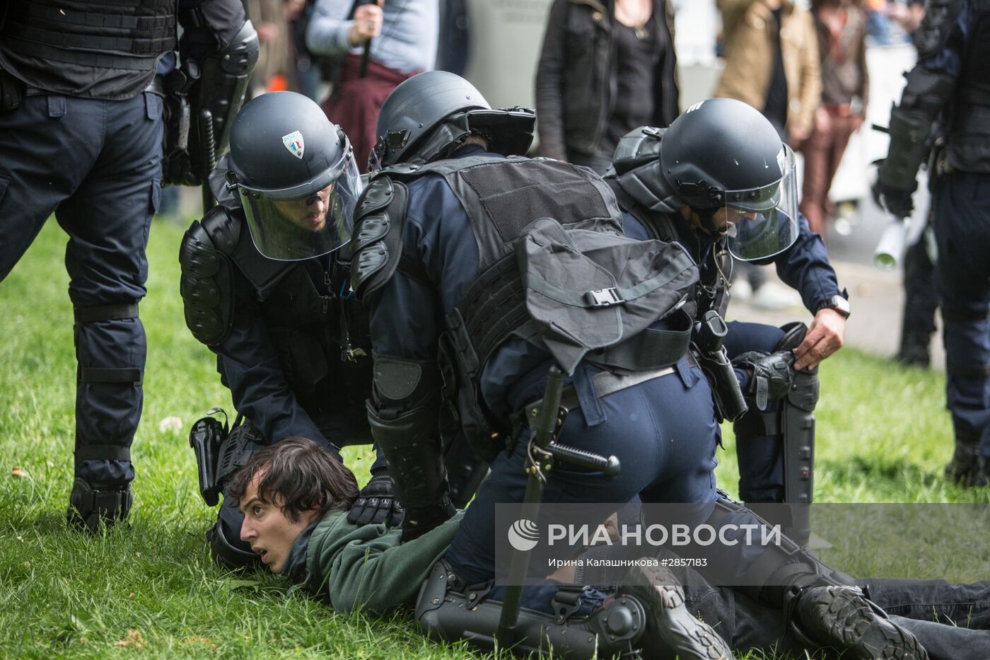 Акция протеста профсоюзов в Париже