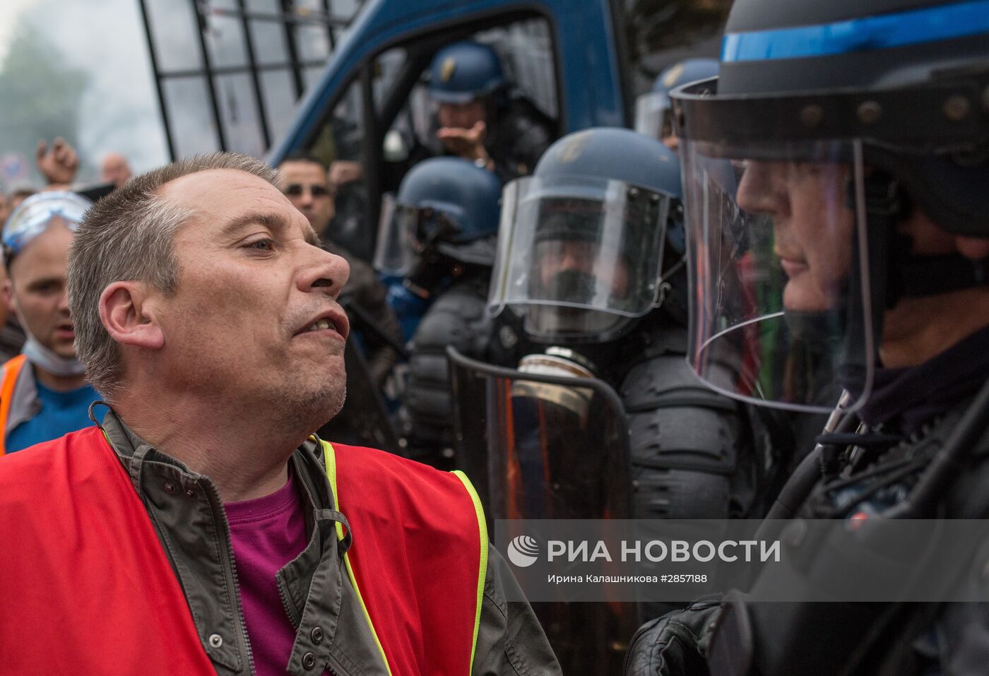 Акция протеста профсоюзов в Париже