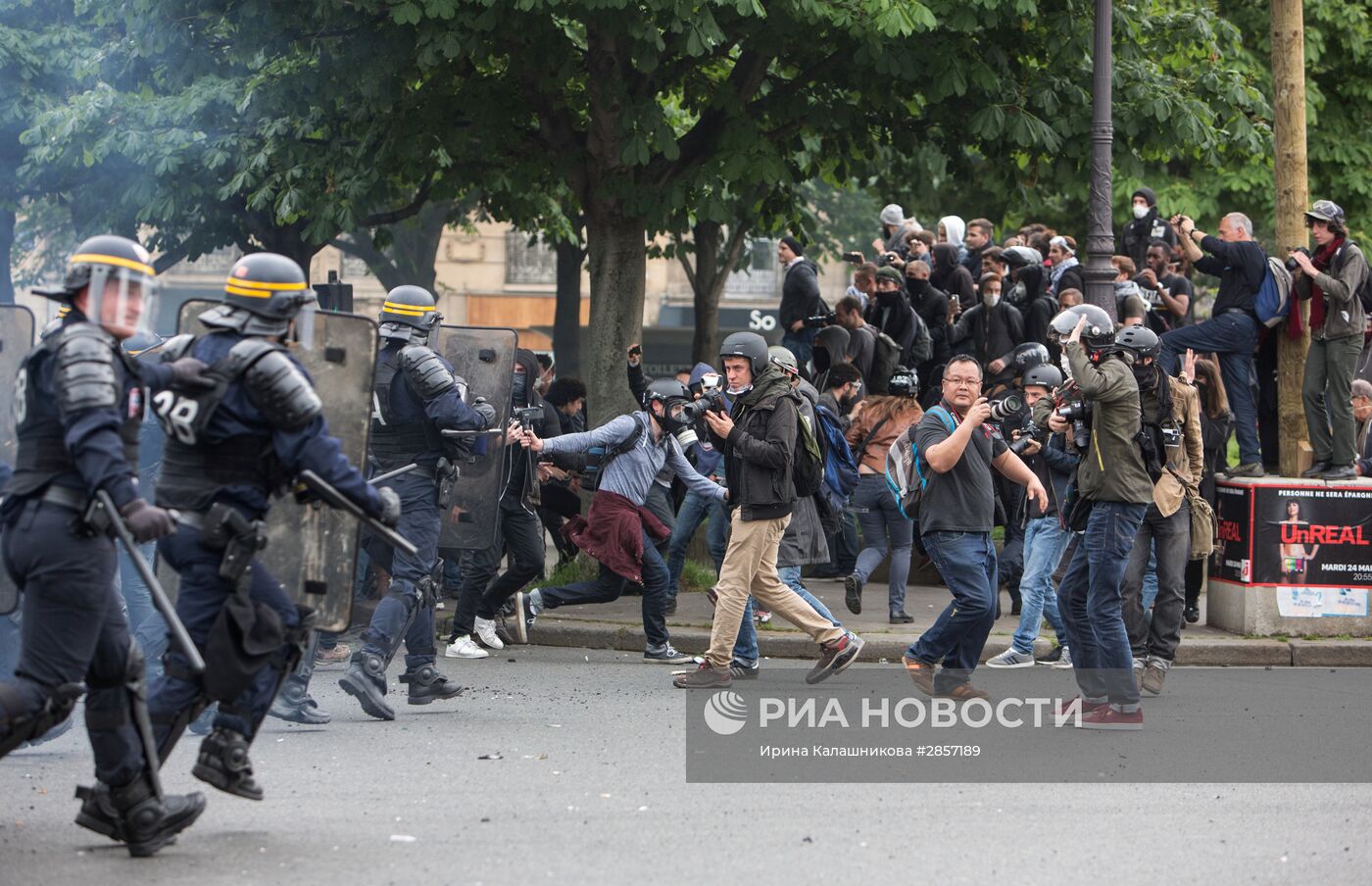 Акция протеста профсоюзов в Париже