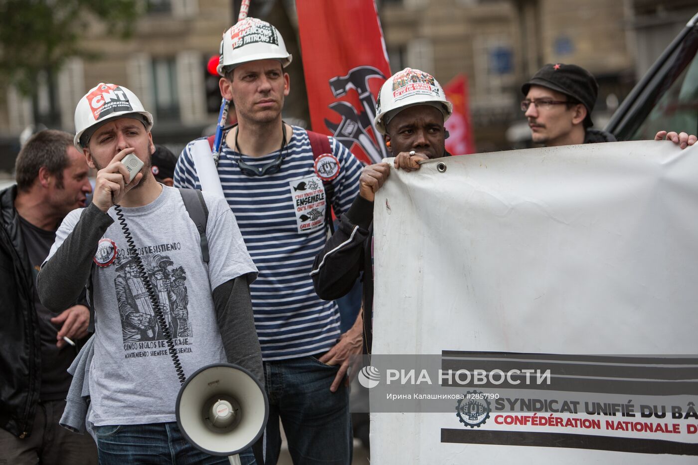 Акция протеста профсоюзов в Париже