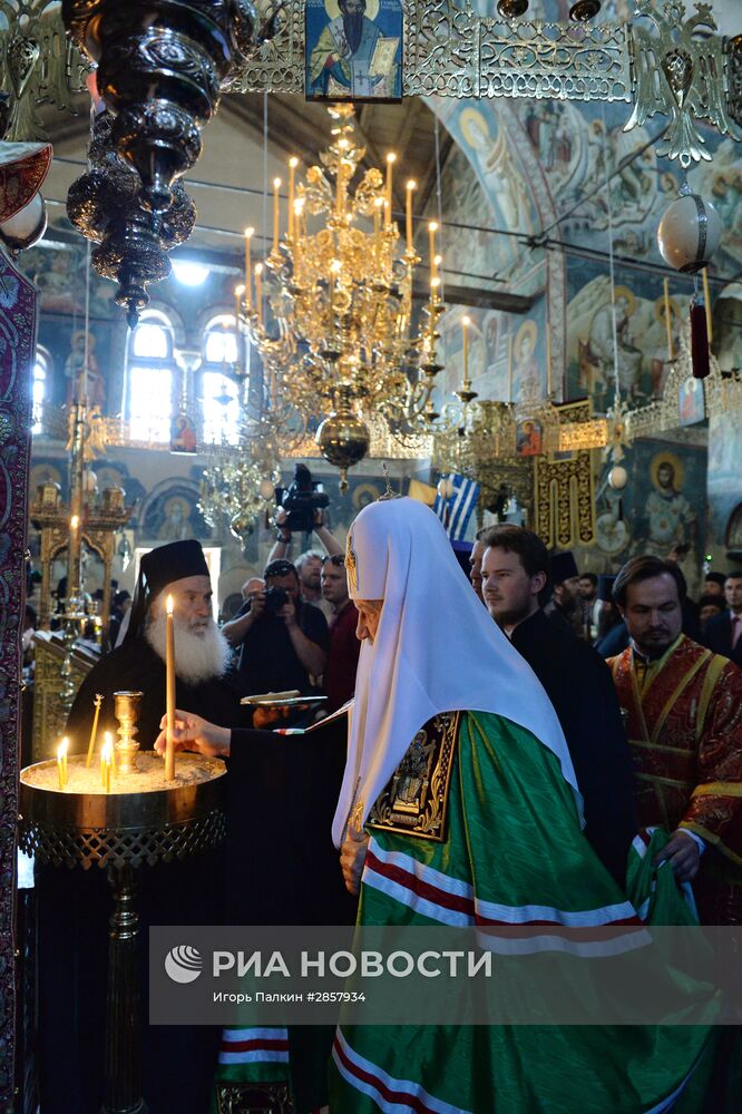 Патриарх Московский и всея Руси Кирилл прибыл на Афон