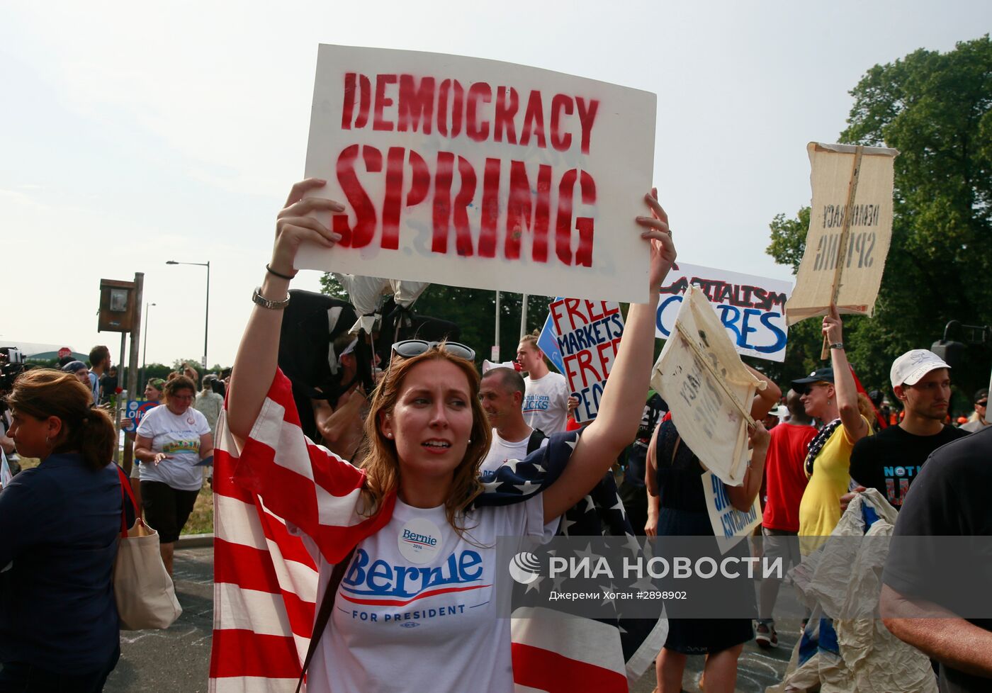 Акция сторонников Б.Сандерса в Филадельфии