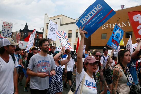 Акция сторонников Б.Сандерса в Филадельфии
