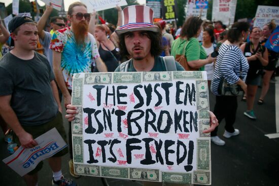 Акция сторонников Б.Сандерса в Филадельфии