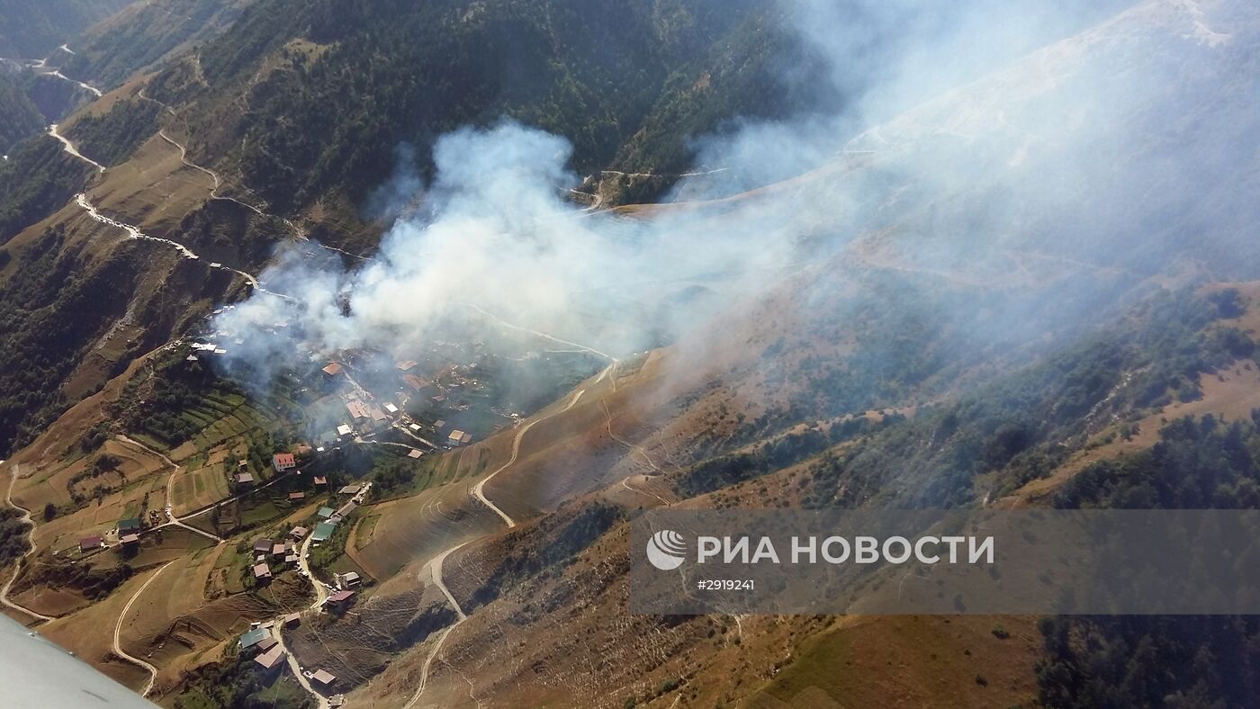 Последствия пожара в дагестанском селе Мокок