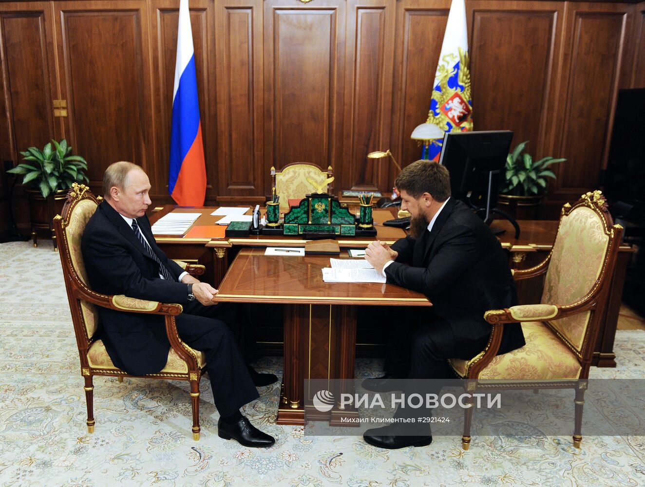 Президент РФ В. Путин встретился с врио главы Чеченской Республики Р. Кадыровым